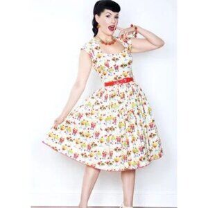 Bernie Dexter Sundae dress RETRO NOVELTY 50s DINER PRINT UNIQUE NO BELT M